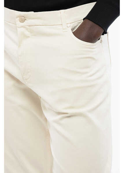 Blugi drepti CORNELIANI Id Cotton Pants With Suede Patch White Barbati (BM 16796451) 2