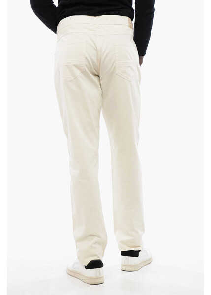 Blugi drepti CORNELIANI Id Cotton Pants With Suede Patch White Barbati (BM 16796451) 4