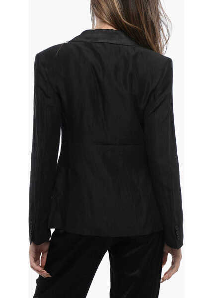 Sacouri AllSaints Satin Eve Double Breasted Blazer With Flap Pockets Black Femei (BM 16796481) 2