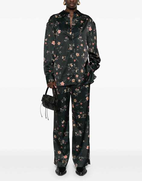 Pantaloni office AllSaints Floral Patterned Satin Louisa Pants With Ankle Slits Black Femei (BM 16796487) 2