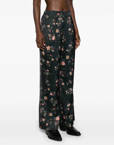 Pantaloni office AllSaints Floral Patterned Satin Louisa Pants With Ankle Slits Black Femei (BM 16796487) 3