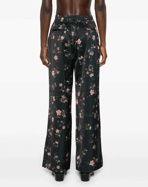 Pantaloni office AllSaints Floral Patterned Satin Louisa Pants With Ankle Slits Black Femei (BM 16796487) 4