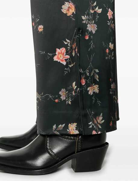 Pantaloni office AllSaints Floral Patterned Satin Louisa Pants With Ankle Slits Black Femei (BM 16796487) 5