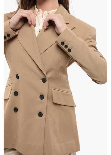 Sacouri AllSaints Lined Sevenh Double Breasted Blazer Brown Femei (BM 16796493) 3