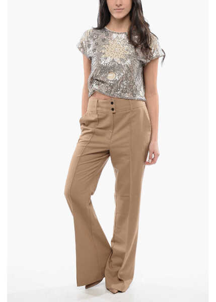 Pantaloni casual AllSaints High Waist Wool Blend Sevenh Pants Beige Femei (BM 16796496) 4