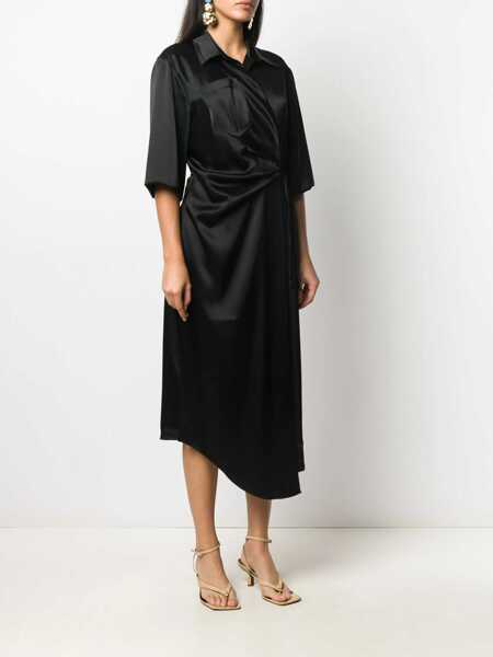 Rochii lungi Nanushka Satin Lais Wrap-Dress With Breast Pocket Black Femei (BM 16796505) 3