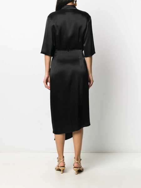 Rochii lungi Nanushka Satin Lais Wrap-Dress With Breast Pocket Black Femei (BM 16796505) 4