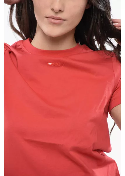 Tricouri Diesel Cotton T-Reg-Microdiv Crew-Neck T-Shirt Red Femei (BM 16796541) 3