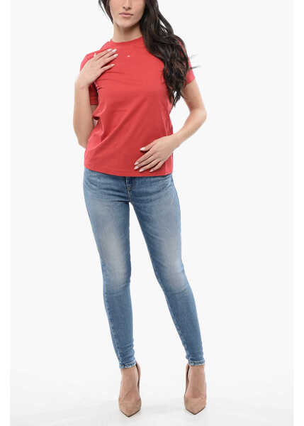 Tricouri Diesel Cotton T-Reg-Microdiv Crew-Neck T-Shirt Red Femei (BM 16796541) 4