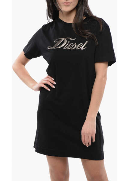 Rochii scurte Diesel Cotton D-Egor Tee Dress With Embossed Logo Black Femei (BM 16796544) 4