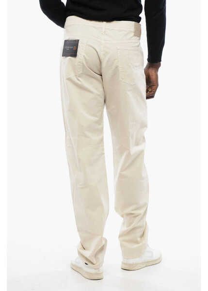 Pantaloni casual CORNELIANI Id Cotton Stretch Lazise 5 Pockets Pants With Belt Loops Beige Barbati (BM 16796640) 4