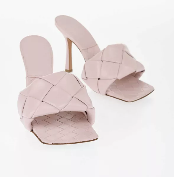 Sandale cu toc Bottega Veneta Solid Color Braided Leather Sandals 11Cm Pink Femei (BM 16796661) 1