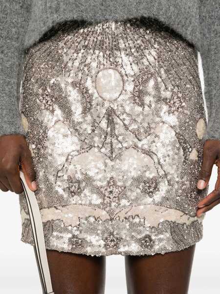 Fuste scurte AllSaints Sequined Jamilia Mini Skirt Silver Femei (BM 16796676) 5