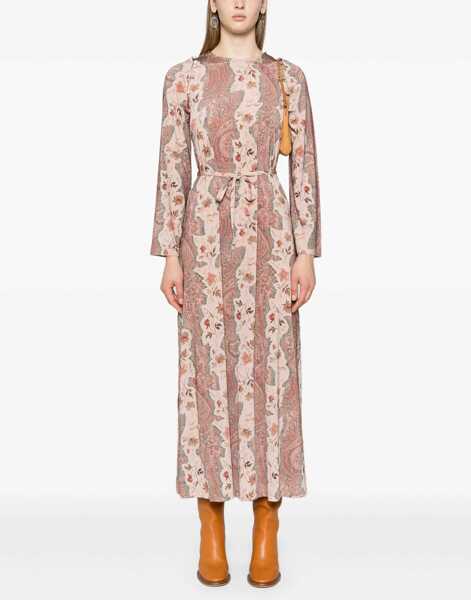 Rochii lungi AllSaints Patterned Susannah Dress With Detachable Sleeves Pink Femei (BM 16796679) 2