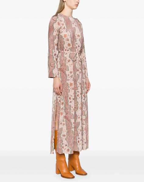 Rochii lungi AllSaints Patterned Susannah Dress With Detachable Sleeves Pink Femei (BM 16796679) 3