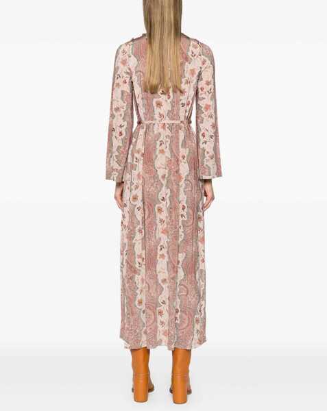Rochii lungi AllSaints Patterned Susannah Dress With Detachable Sleeves Pink Femei (BM 16796679) 4