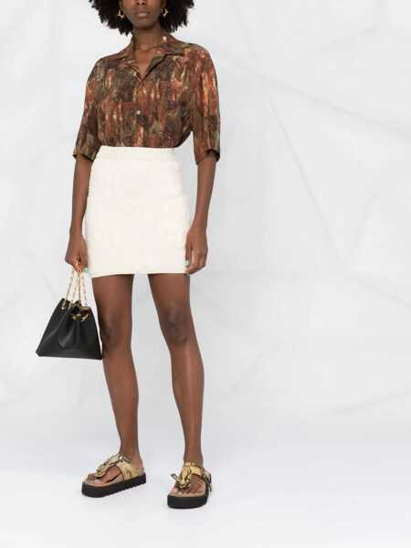 Fuste scurte Nanushka Wool Azra Mini Skirt With All-Over Monogram Beige Femei (BM 16796688) 2