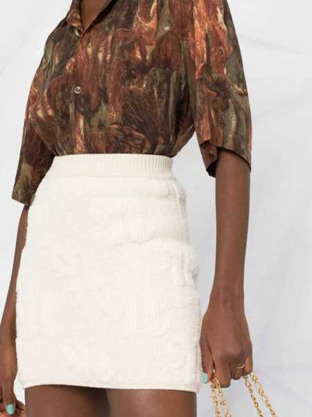 Fuste scurte Nanushka Wool Azra Mini Skirt With All-Over Monogram Beige Femei (BM 16796688) 3