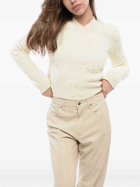 Pulovere Nanushka V-Neck Wool Dian Sweater White Femei (BM 16796691) 2