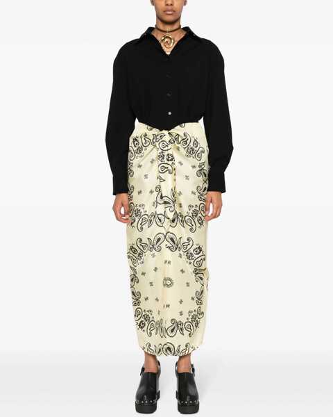 Fuste lungi Nanushka Bandana Motif Silk Nicolet Sarong Skirt Yellow Femei (BM 16796697) 2