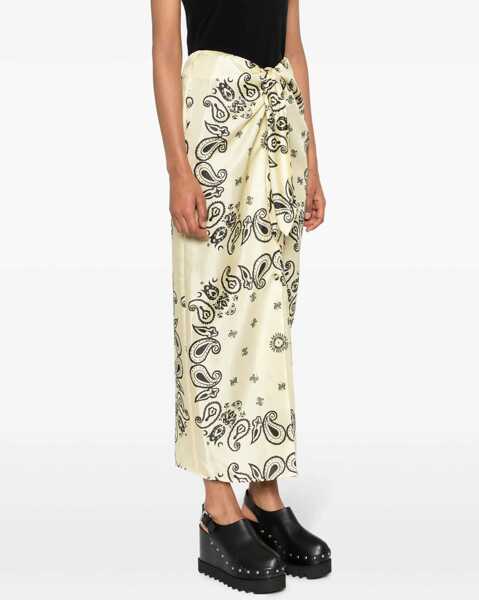Fuste lungi Nanushka Bandana Motif Silk Nicolet Sarong Skirt Yellow Femei (BM 16796697) 3