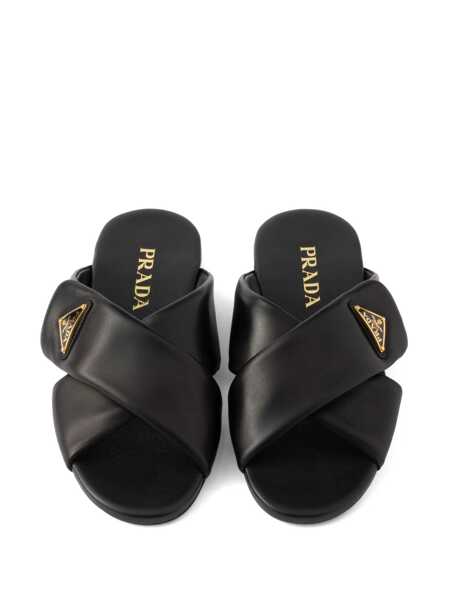 Sandale Prada Prada Criss-Cross Logo Slides Black Femei (BM 16797347) 4