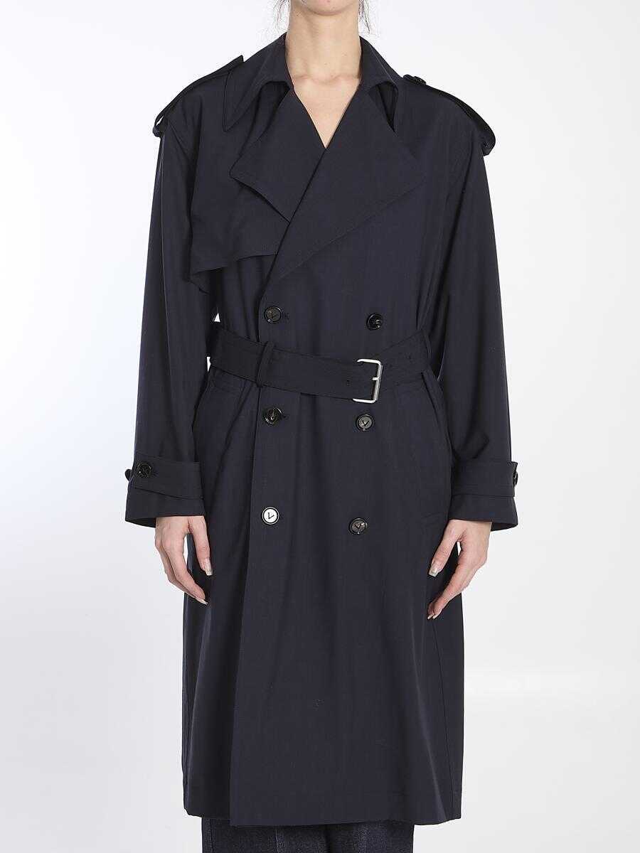 Paltoane Bottega Veneta Fine Wool Trench Coat BLUE Femei (BM 16798286) 1