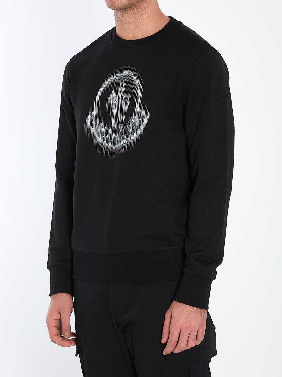 Pulovere Moncler Blurred Logo Sweatshirt Black Barbati (BM 16798427) 2
