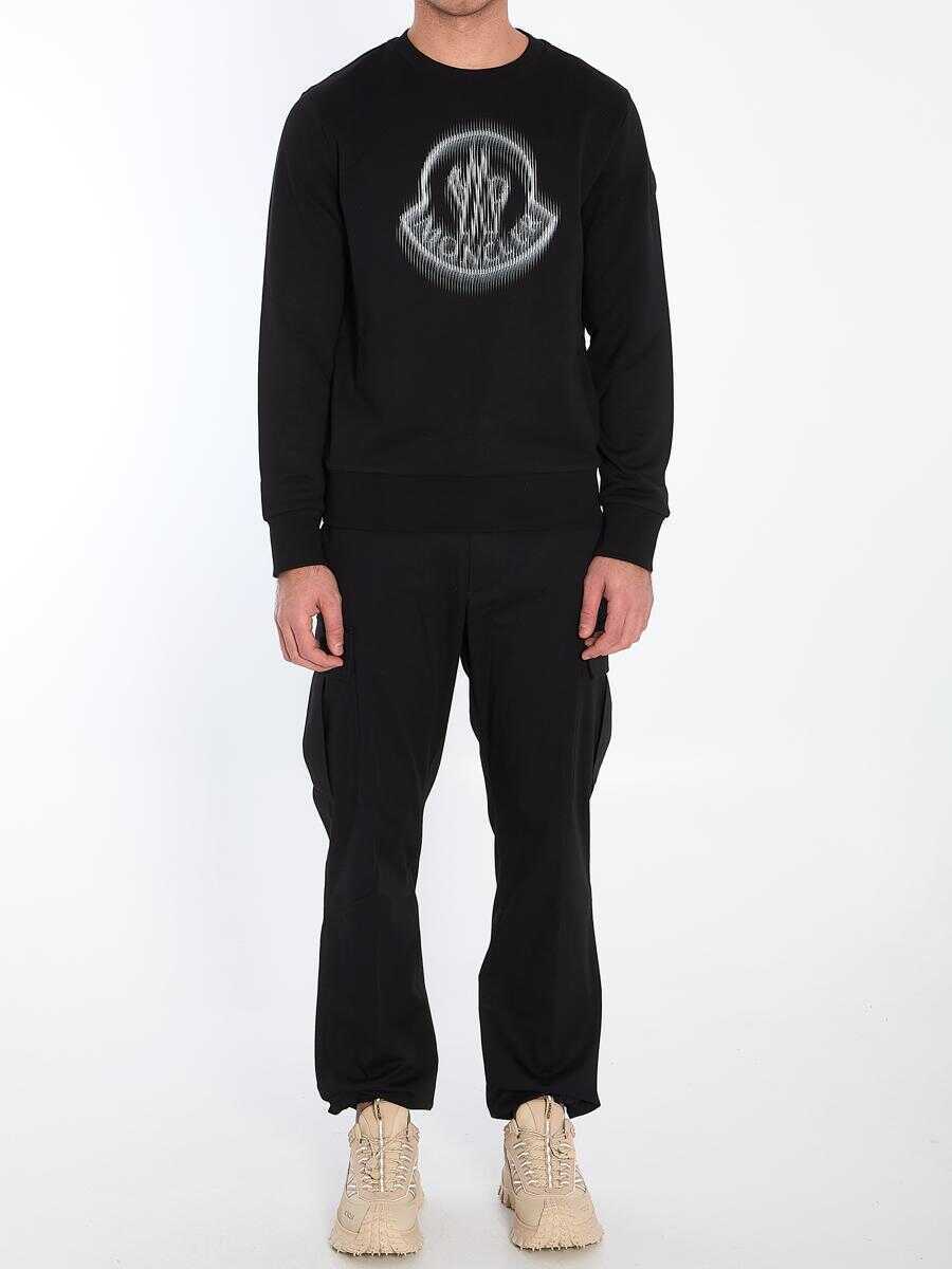 Pulovere Moncler Blurred Logo Sweatshirt Black Barbati (BM 16798427) 5