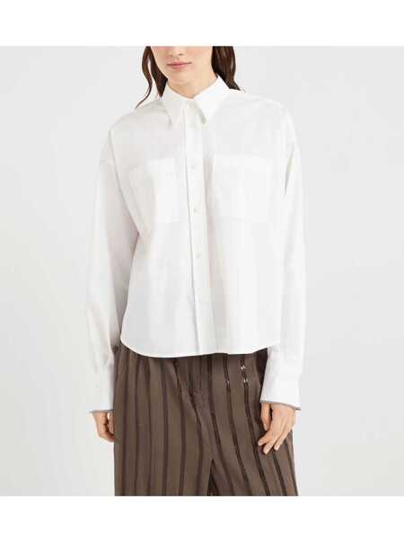 Camasi Brunello Cucinelli Brunello Cucinelli Monile Shirt WHITE Femei (BM 16802240) 3