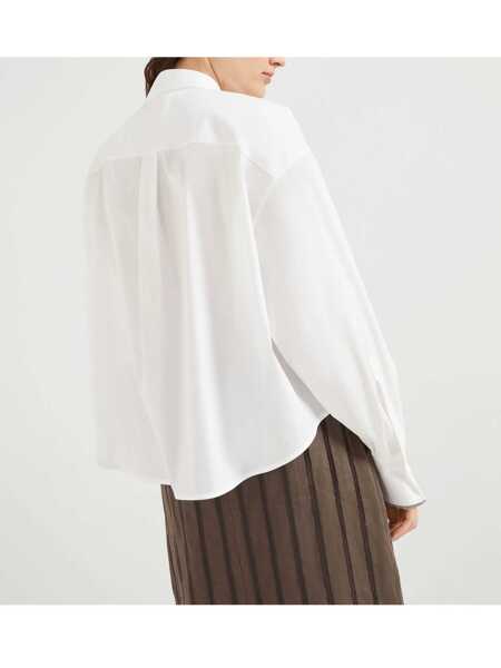 Camasi Brunello Cucinelli Brunello Cucinelli Monile Shirt WHITE Femei (BM 16802240) 4