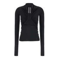 Tricouri 'Prong' Black T-Shirt With Rouches On The Front In Jersey Woman Femei