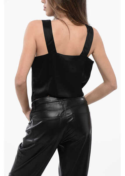 Bluze Nanushka Satin Asymmetrical Cut Top Black Femei (BM 16804575) 3