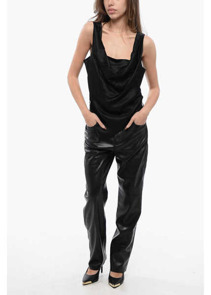 Bluze Nanushka Satin Asymmetrical Cut Top Black Femei (BM 16804575) 4