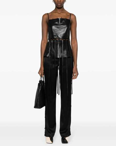 Pantaloni office Nanushka Satin Felina Pants With Side Buttoning Black Femei (BM 16804587) 2