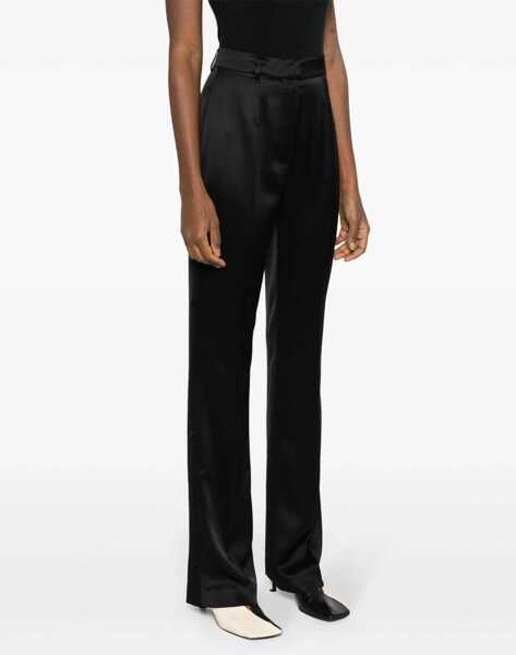 Pantaloni office Nanushka Satin Felina Pants With Side Buttoning Black Femei (BM 16804587) 3