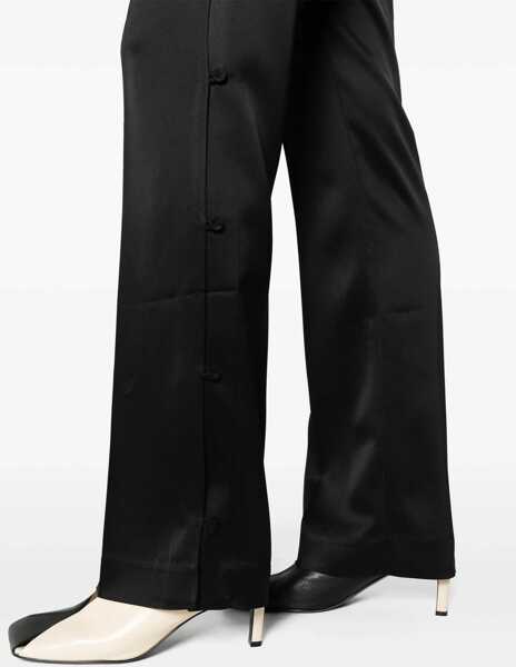 Pantaloni office Nanushka Satin Felina Pants With Side Buttoning Black Femei (BM 16804587) 5