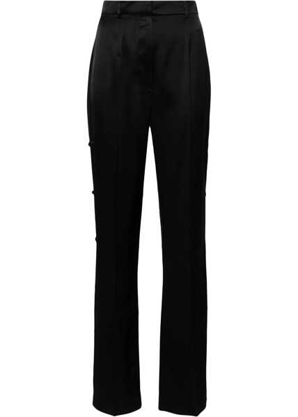 Pantaloni office Nanushka Satin Felina Pants With Side Buttoning Black Femei (BM 16804587) 1