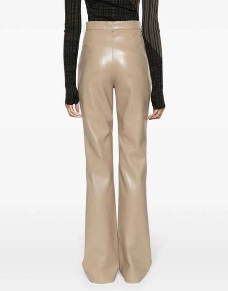 Pantaloni office Nanushka High Waisted Faux Leather Leena Pants Beige Femei (BM 16804590) 4