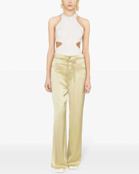 Pantaloni office Nanushka Wide Leg Satin Pants Green Femei (BM 16804593) 2