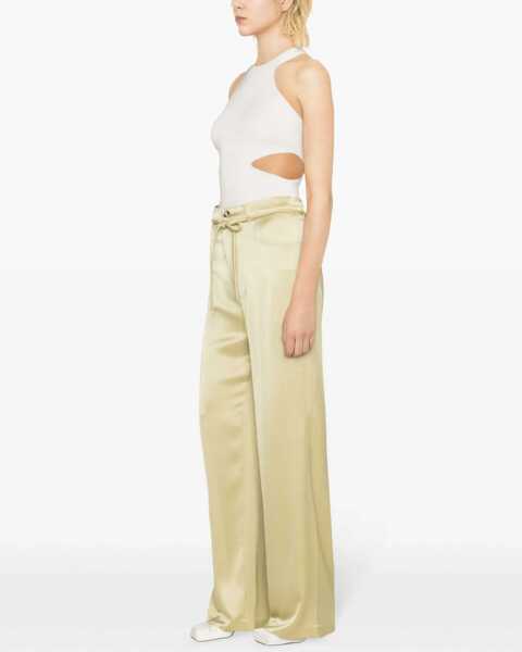 Pantaloni office Nanushka Wide Leg Satin Pants Green Femei (BM 16804593) 3