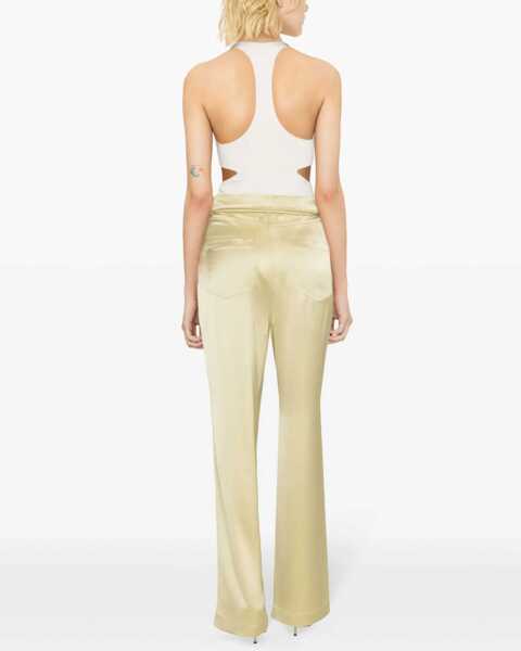 Pantaloni office Nanushka Wide Leg Satin Pants Green Femei (BM 16804593) 4