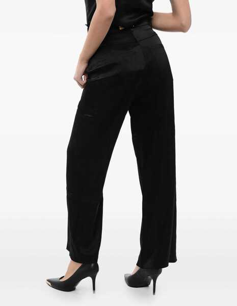 Pantaloni office Nanushka High Waist Satin Pants With Belt Loops Black Femei (BM 16804596) 3