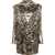 AllSaints Draped Lilliana Dress With Padded Shoulders Gold