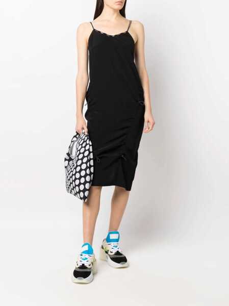 Rochii lungi MCQ Alexander McQueen Silk Midi Dress With Drawstrings Black Femei (BM 16804845) 2