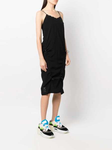 Rochii lungi MCQ Alexander McQueen Silk Midi Dress With Drawstrings Black Femei (BM 16804845) 3