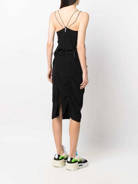 Rochii lungi MCQ Alexander McQueen Silk Midi Dress With Drawstrings Black Femei (BM 16804845) 4