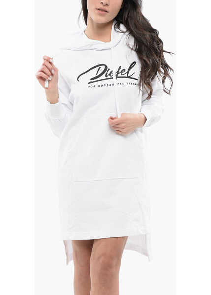 Rochii scurte Diesel Asymmetrical Cut D-Ilse Italico Sweat Dress With Side Split White Femei (BM 16804860) 4
