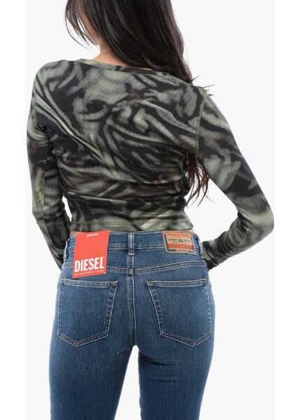 Tricouri Diesel Red Tag Ribbed T-Banes-Nc Crew-Neck T-Shirt With Long Sleeve Military Green Femei (BM 16804863) 2