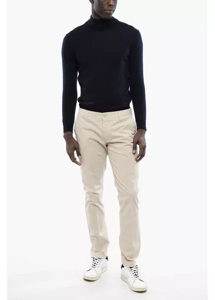 Pantaloni casual CORNELIANI Cc Collection Stretch Cotton Chinos Pants With Belt Loops Beige Barbati (BM 16804929) 4